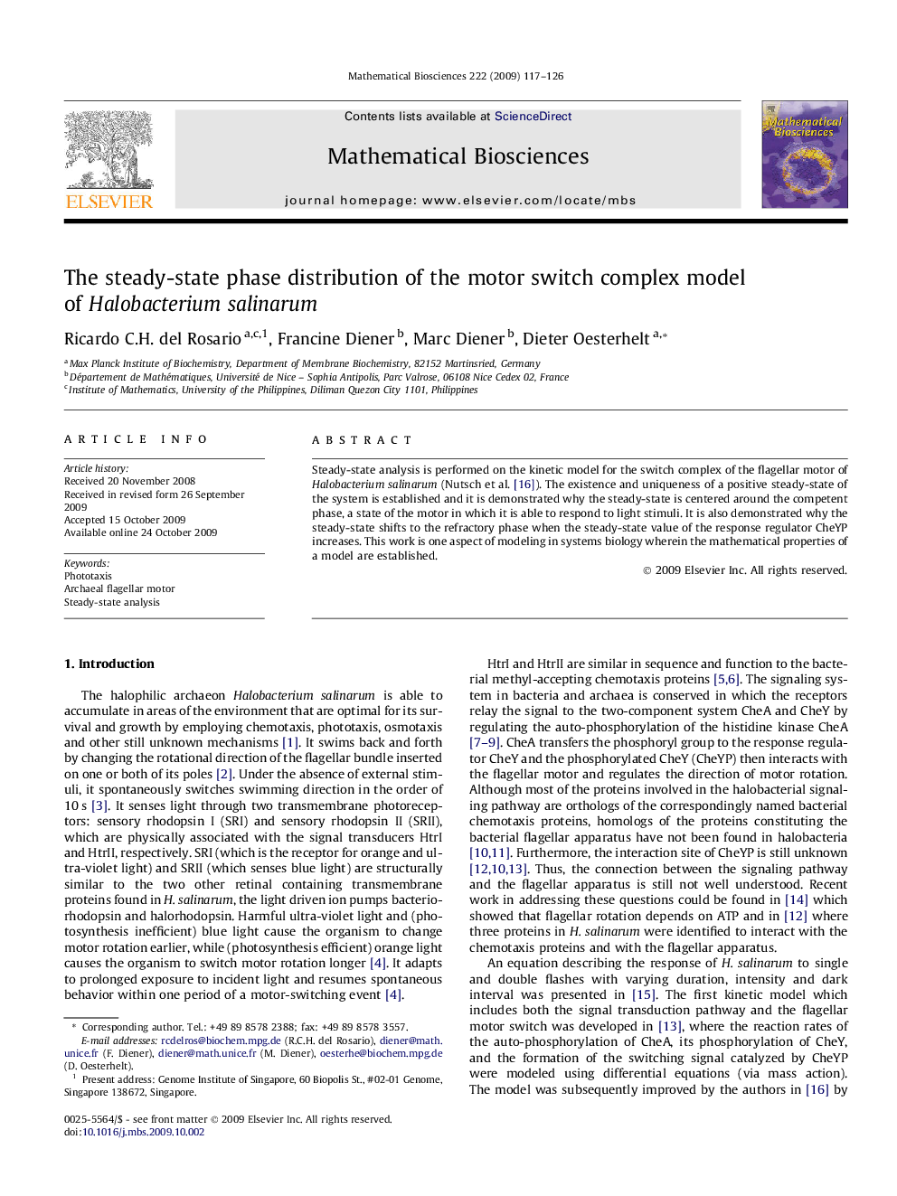 The steady-state phase distribution of the motor switch complex model of Halobacterium salinarum