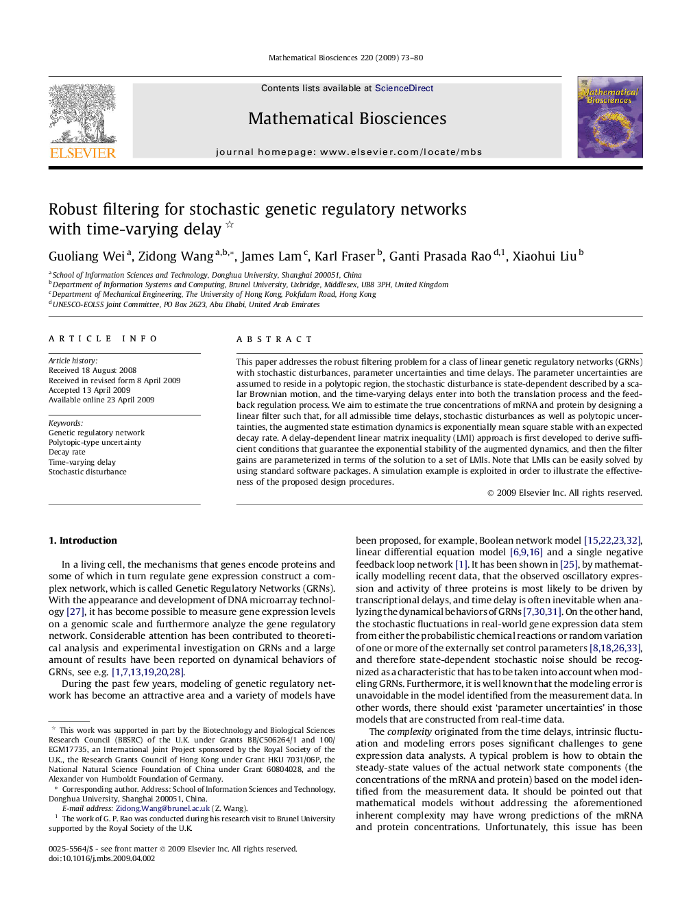 Robust filtering for stochastic genetic regulatory networks with time-varying delay 