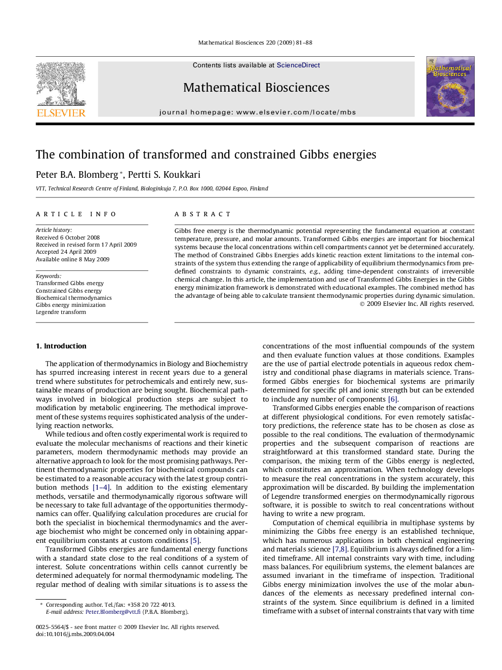 The combination of transformed and constrained Gibbs energies