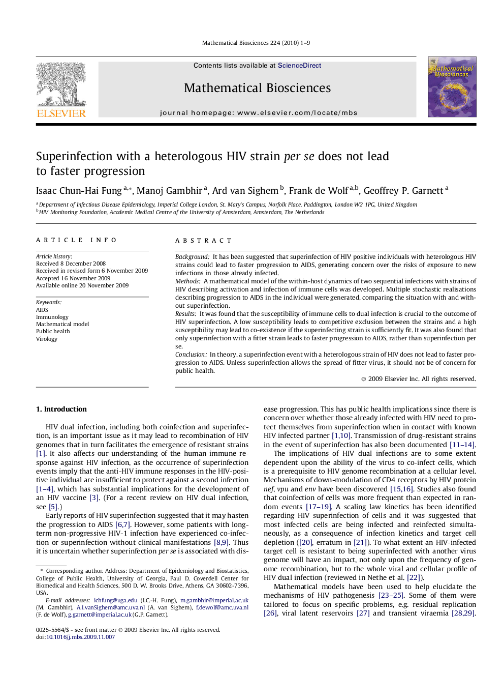 Superinfection with a heterologous HIV strain per se does not lead to faster progression