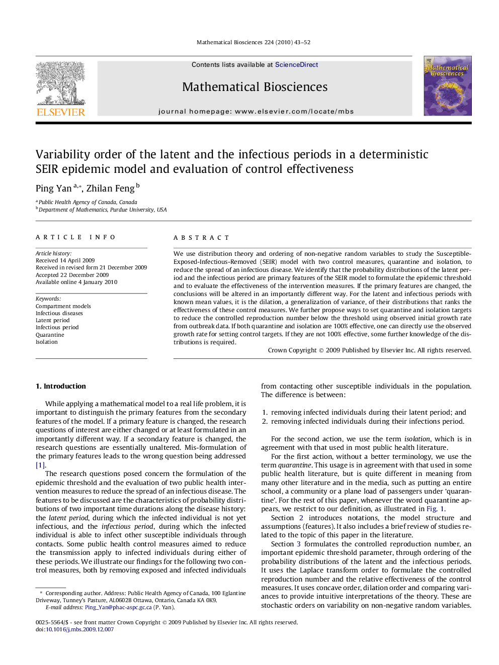 Variability order of the latent and the infectious periods in a deterministic SEIR epidemic model and evaluation of control effectiveness