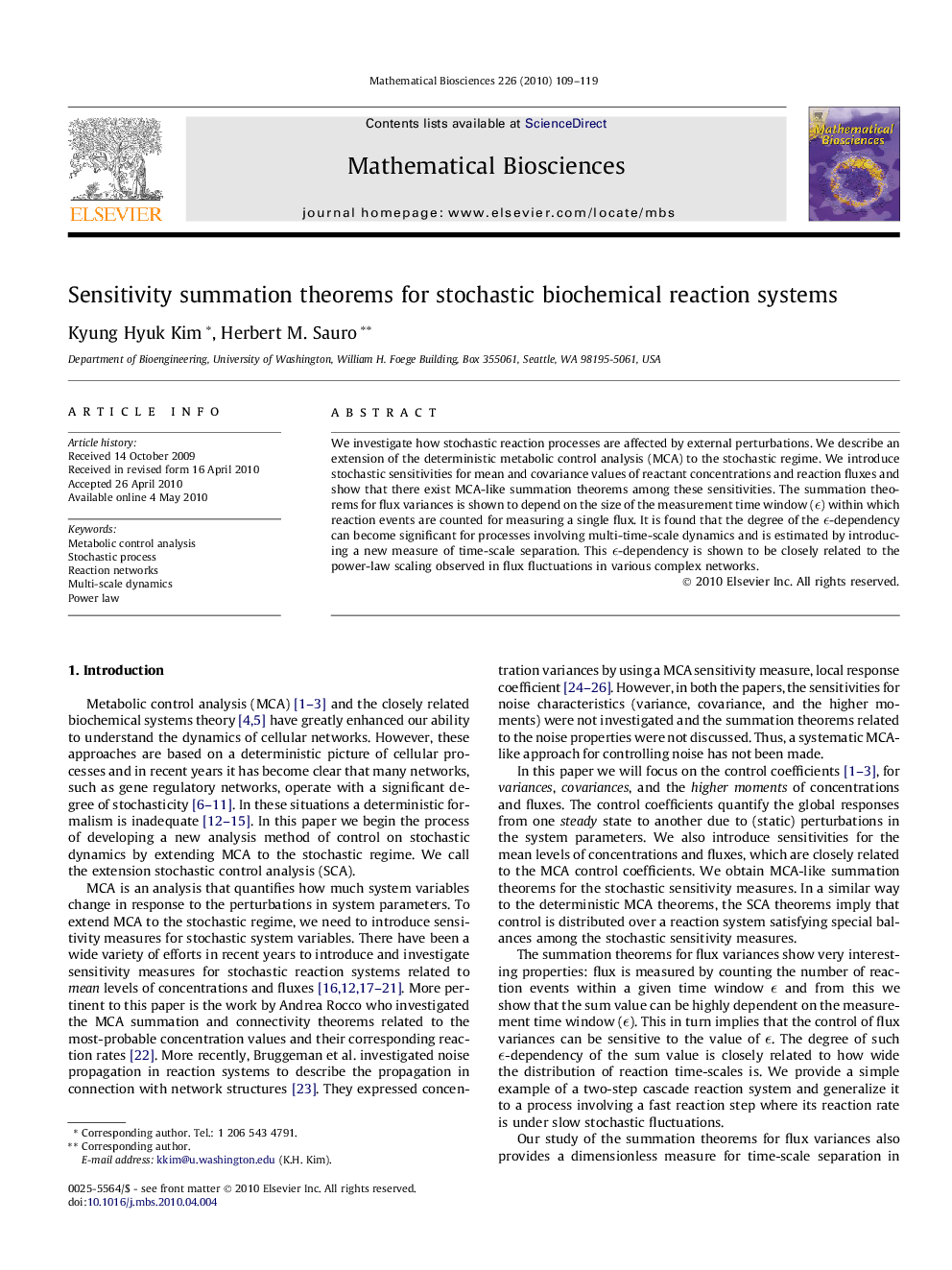 Sensitivity summation theorems for stochastic biochemical reaction systems