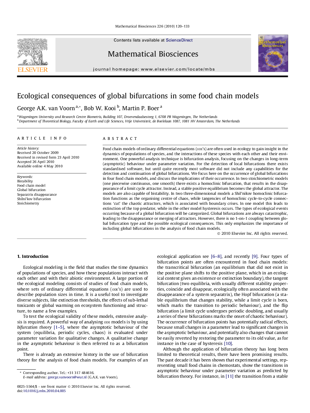 Ecological consequences of global bifurcations in some food chain models