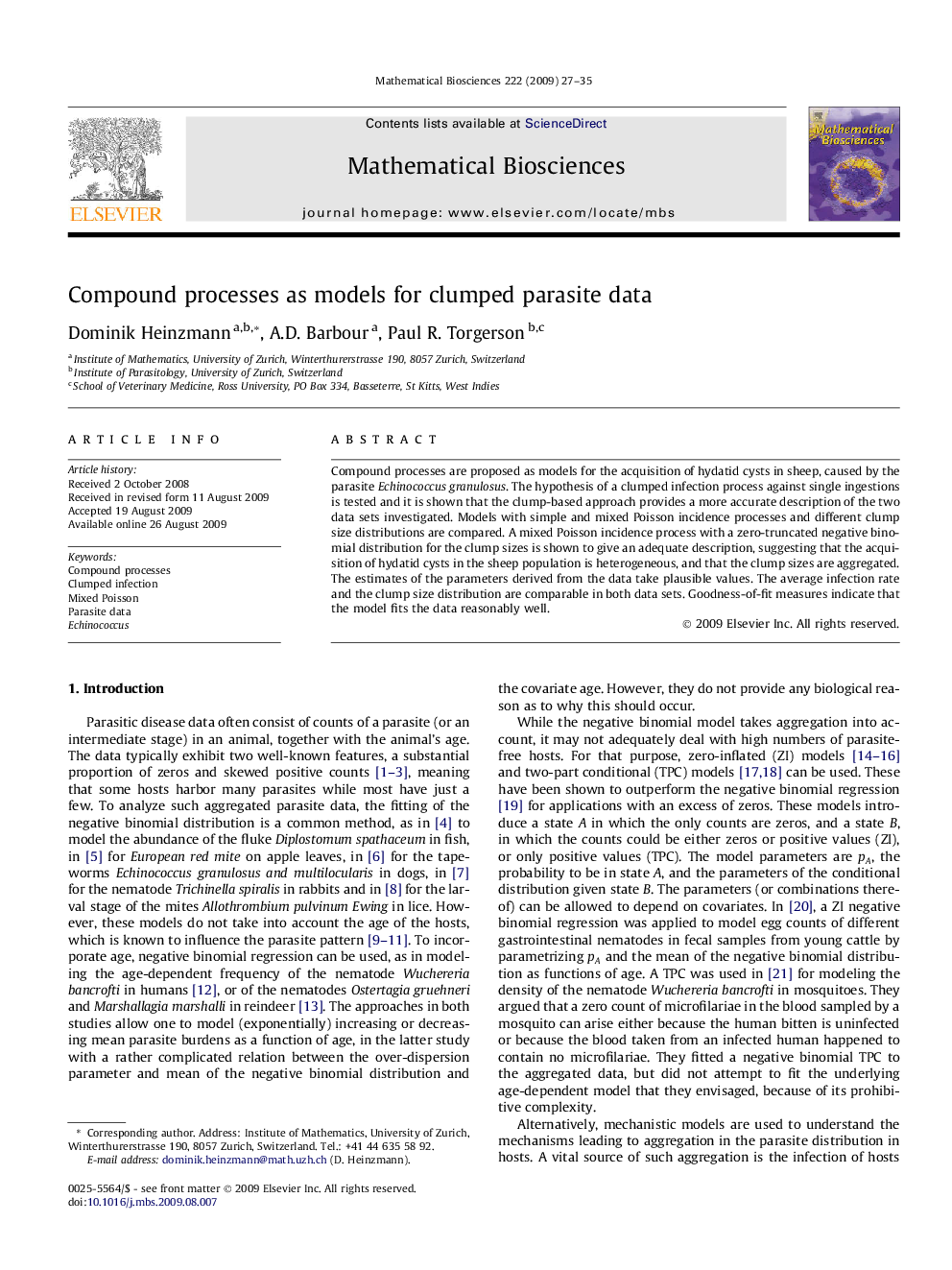 Compound processes as models for clumped parasite data