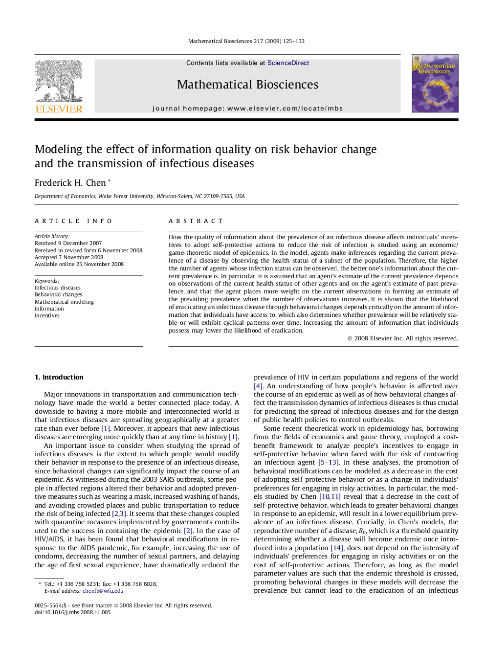 Modeling the effect of information quality on risk behavior change and the transmission of infectious diseases