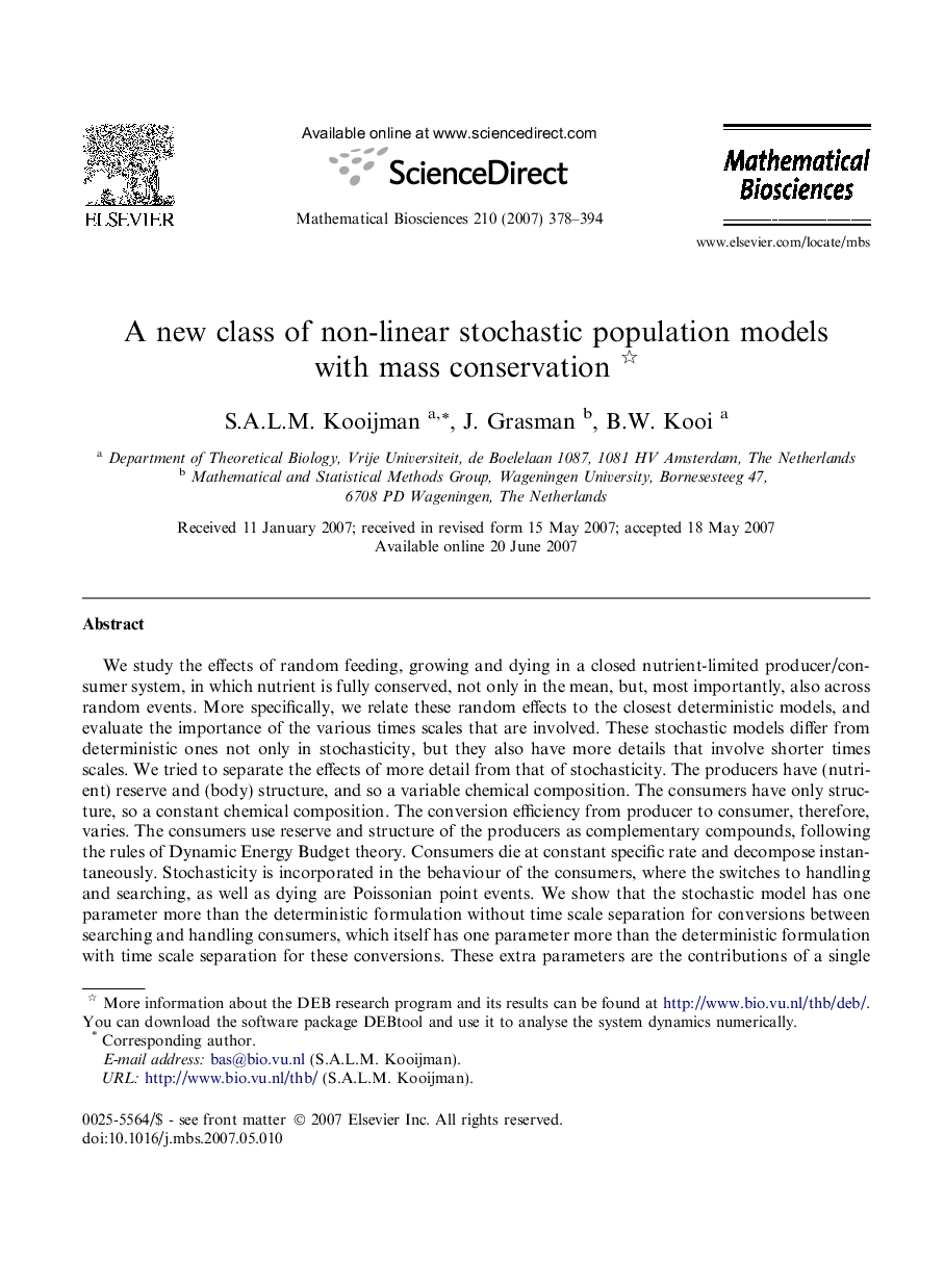 A new class of non-linear stochastic population models with mass conservation 