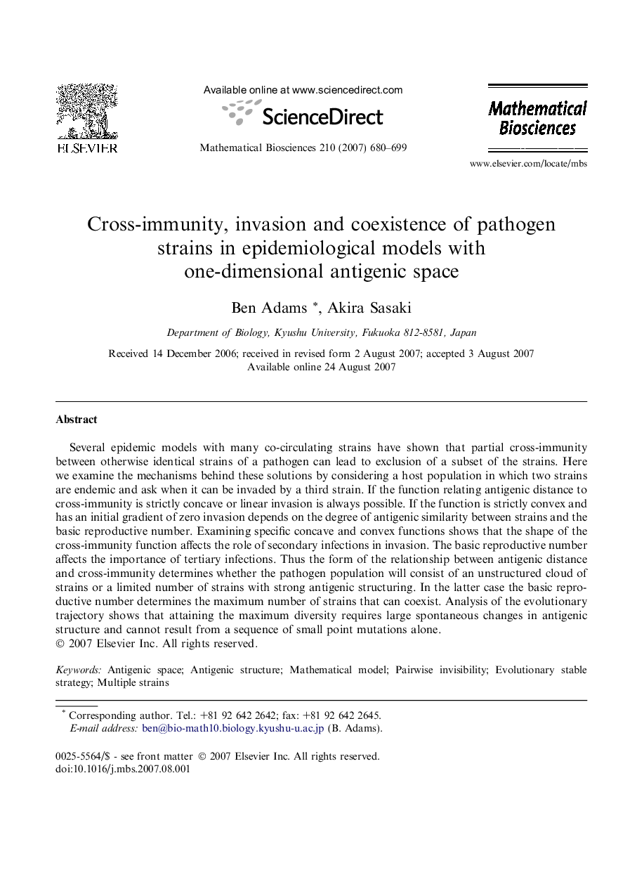 Cross-immunity, invasion and coexistence of pathogen strains in epidemiological models with one-dimensional antigenic space