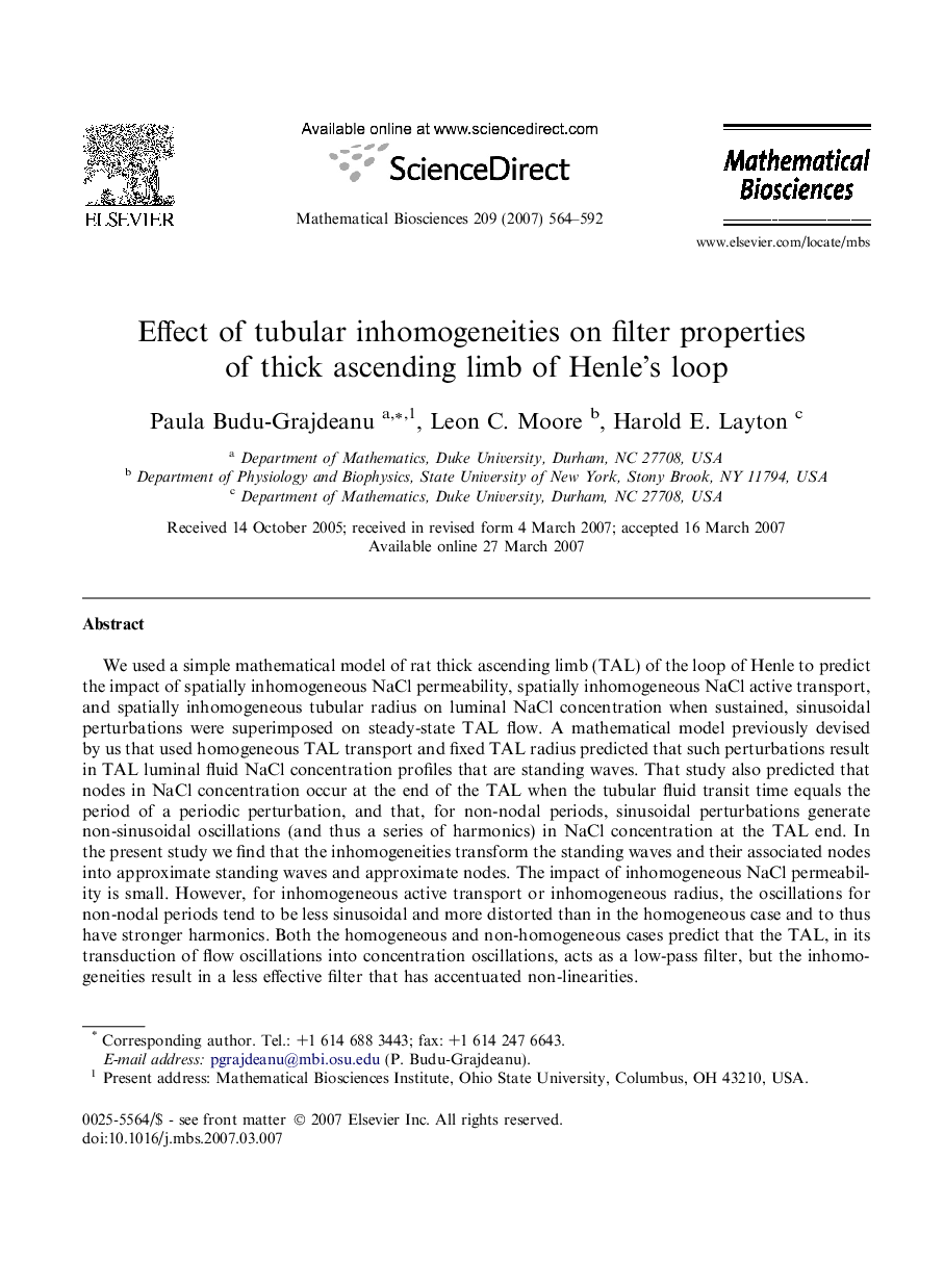 Effect of tubular inhomogeneities on filter properties of thick ascending limb of Henle’s loop