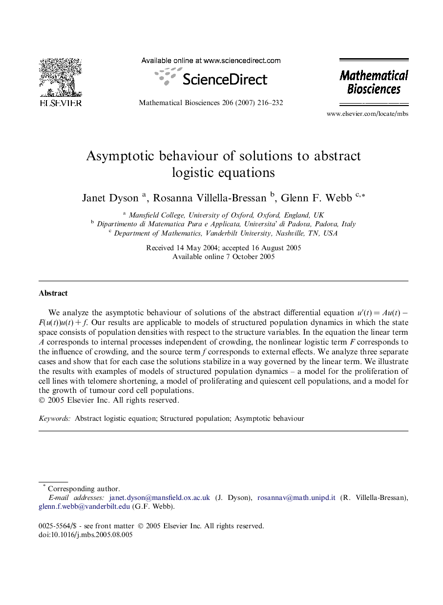 Asymptotic behaviour of solutions to abstract logistic equations