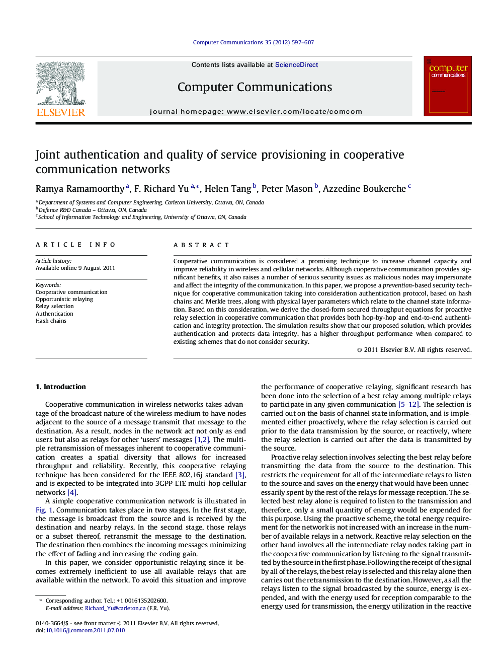 Joint authentication and quality of service provisioning in cooperative communication networks