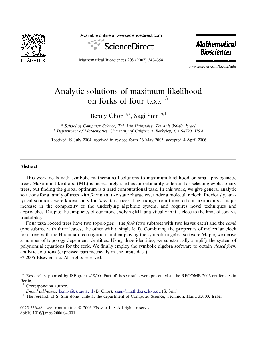 Analytic solutions of maximum likelihood on forks of four taxa