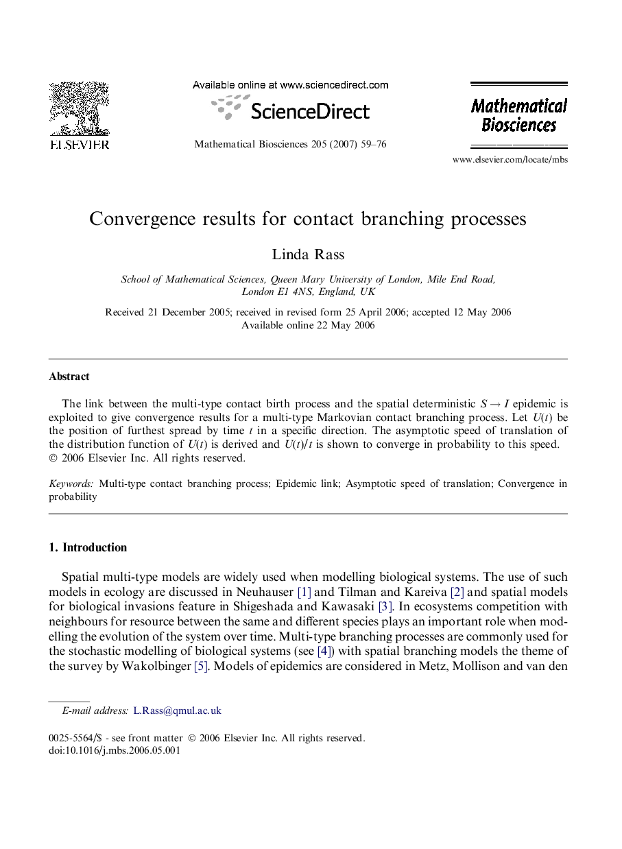 Convergence results for contact branching processes