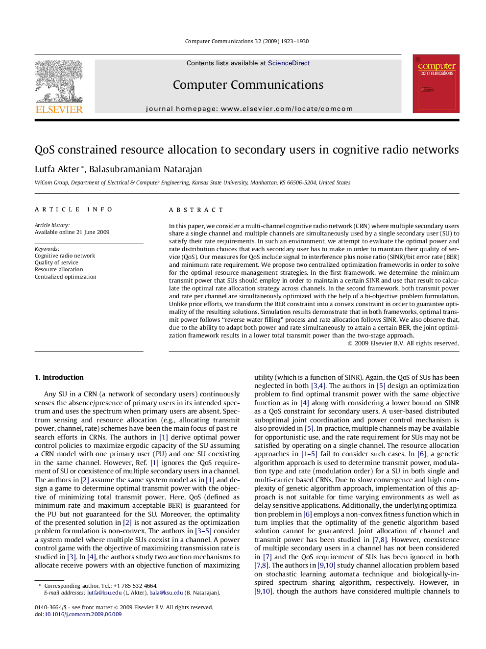 QoS constrained resource allocation to secondary users in cognitive radio networks