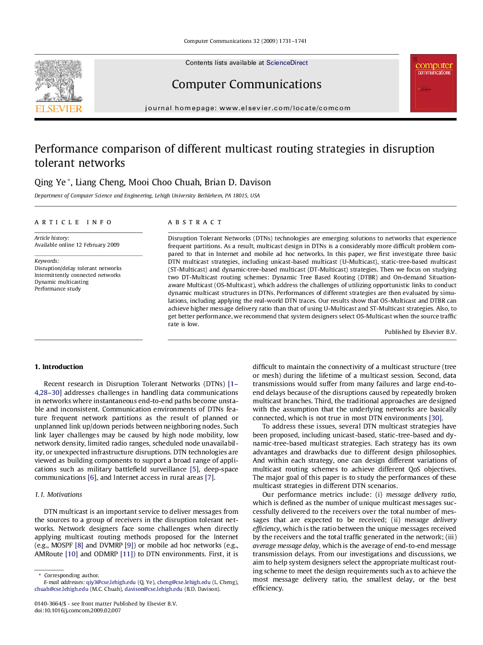 Performance comparison of different multicast routing strategies in disruption tolerant networks