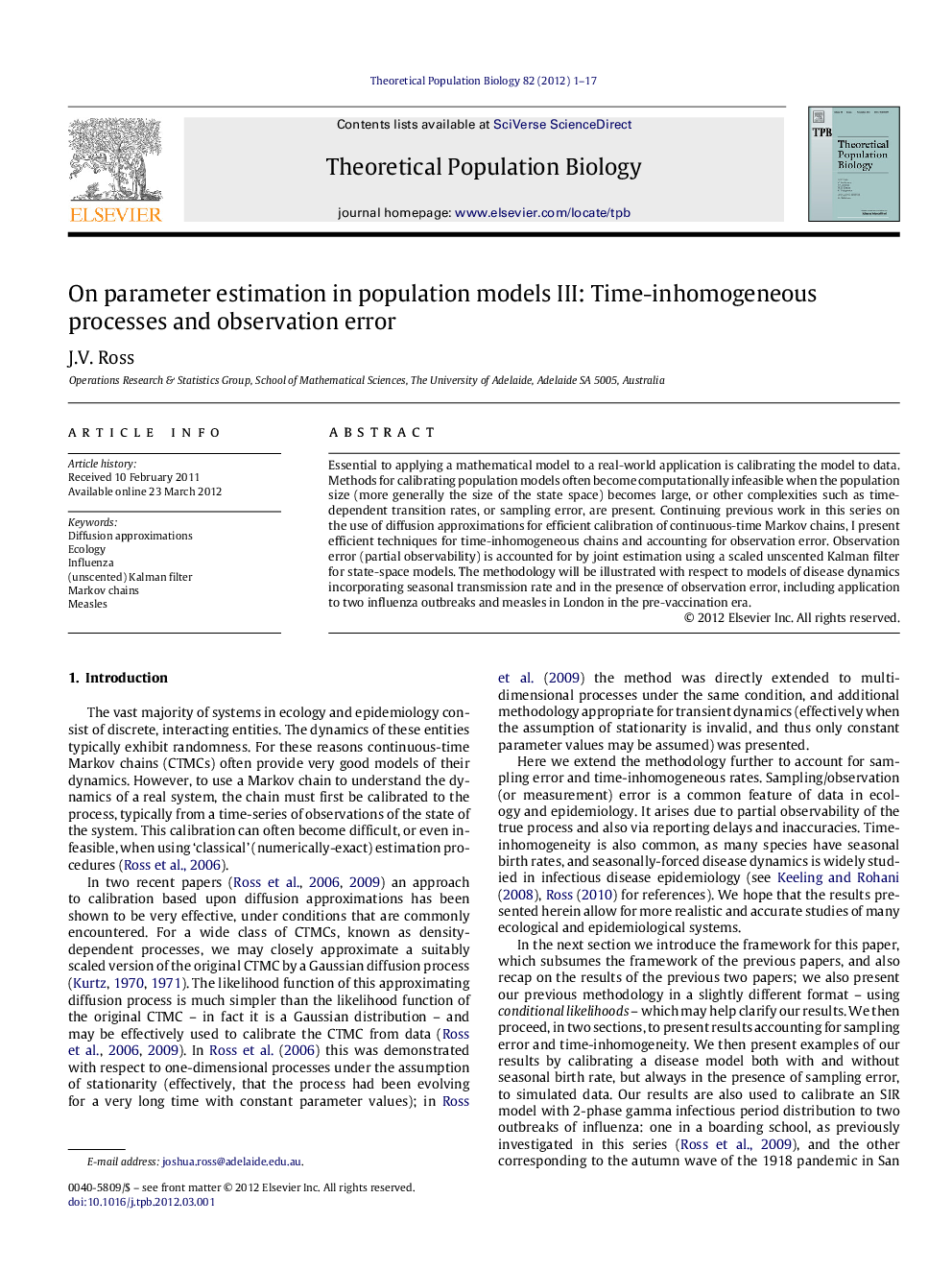 On parameter estimation in population models III: Time-inhomogeneous processes and observation error