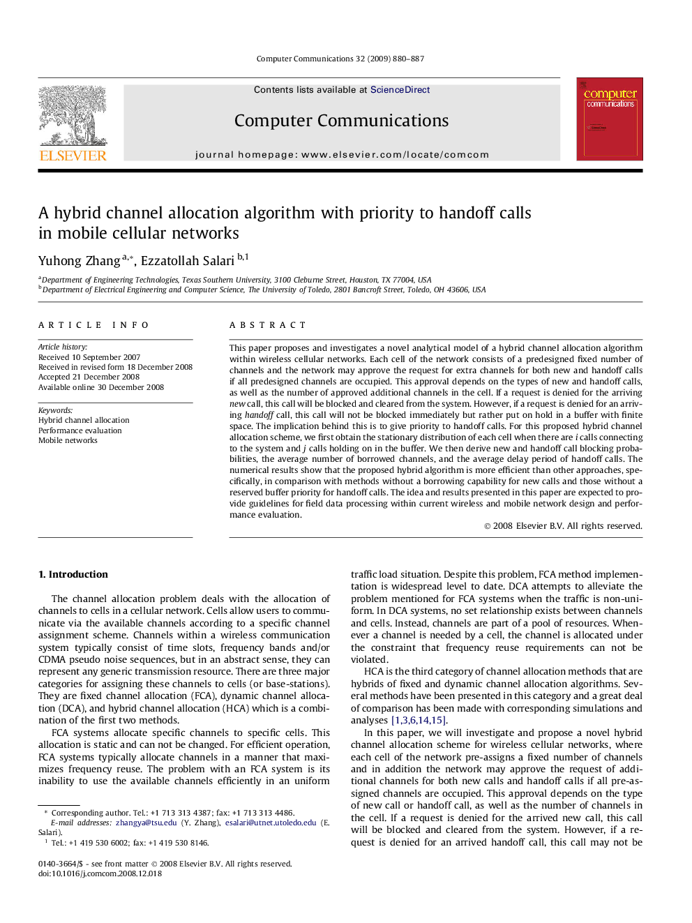 A hybrid channel allocation algorithm with priority to handoff calls in mobile cellular networks