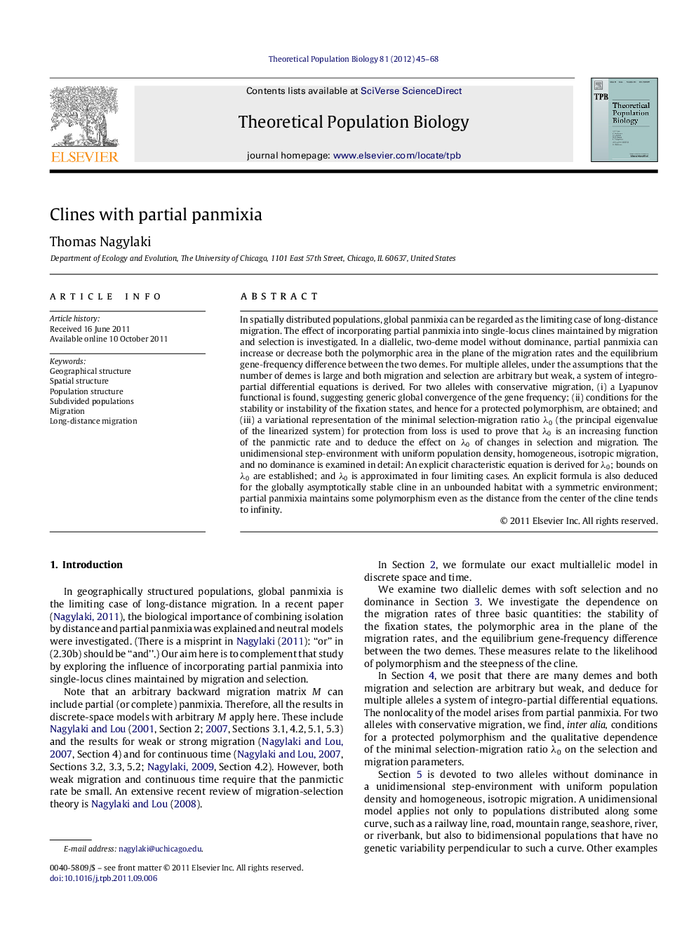 Clines with partial panmixia