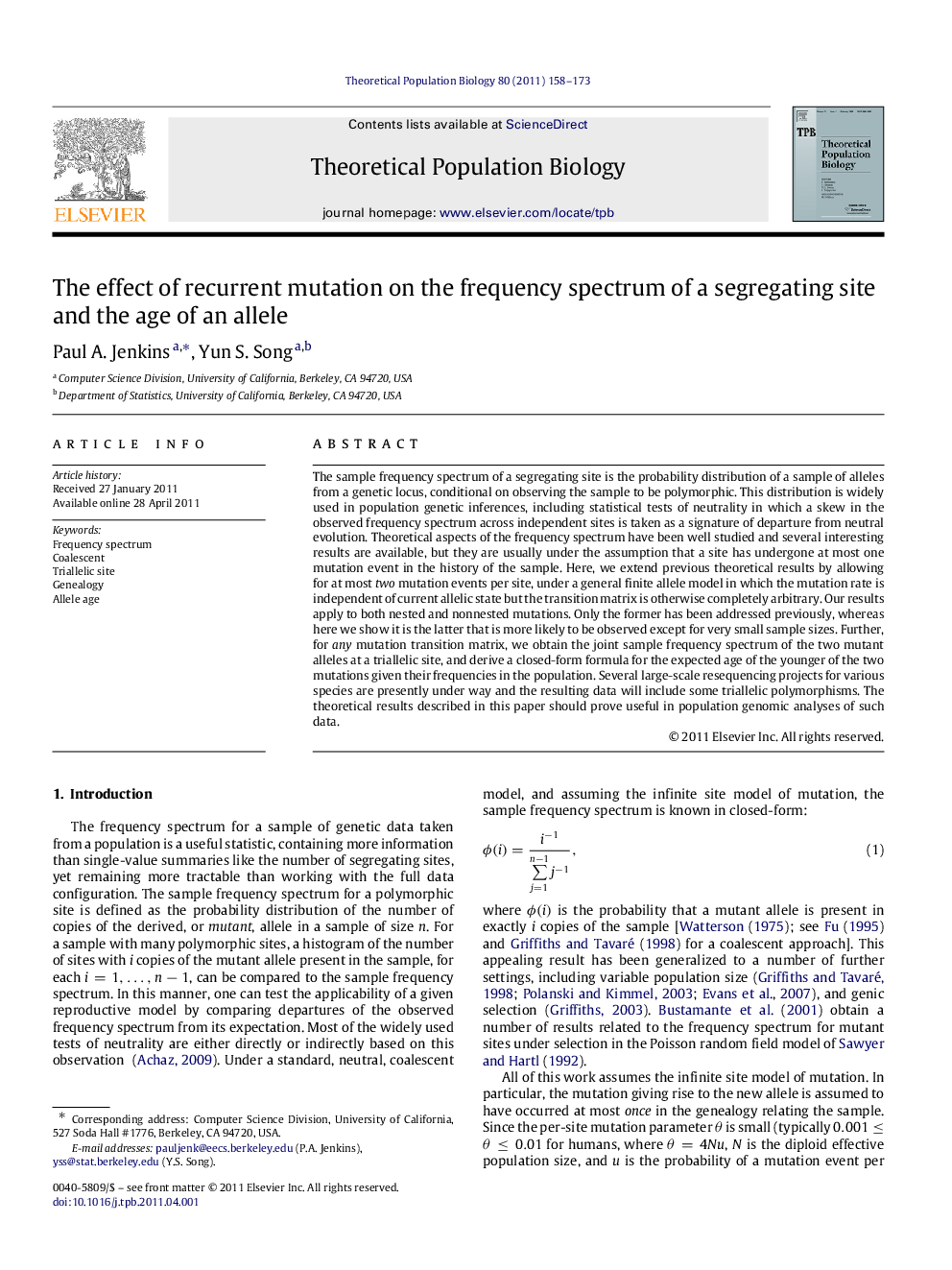 The effect of recurrent mutation on the frequency spectrum of a segregating site and the age of an allele