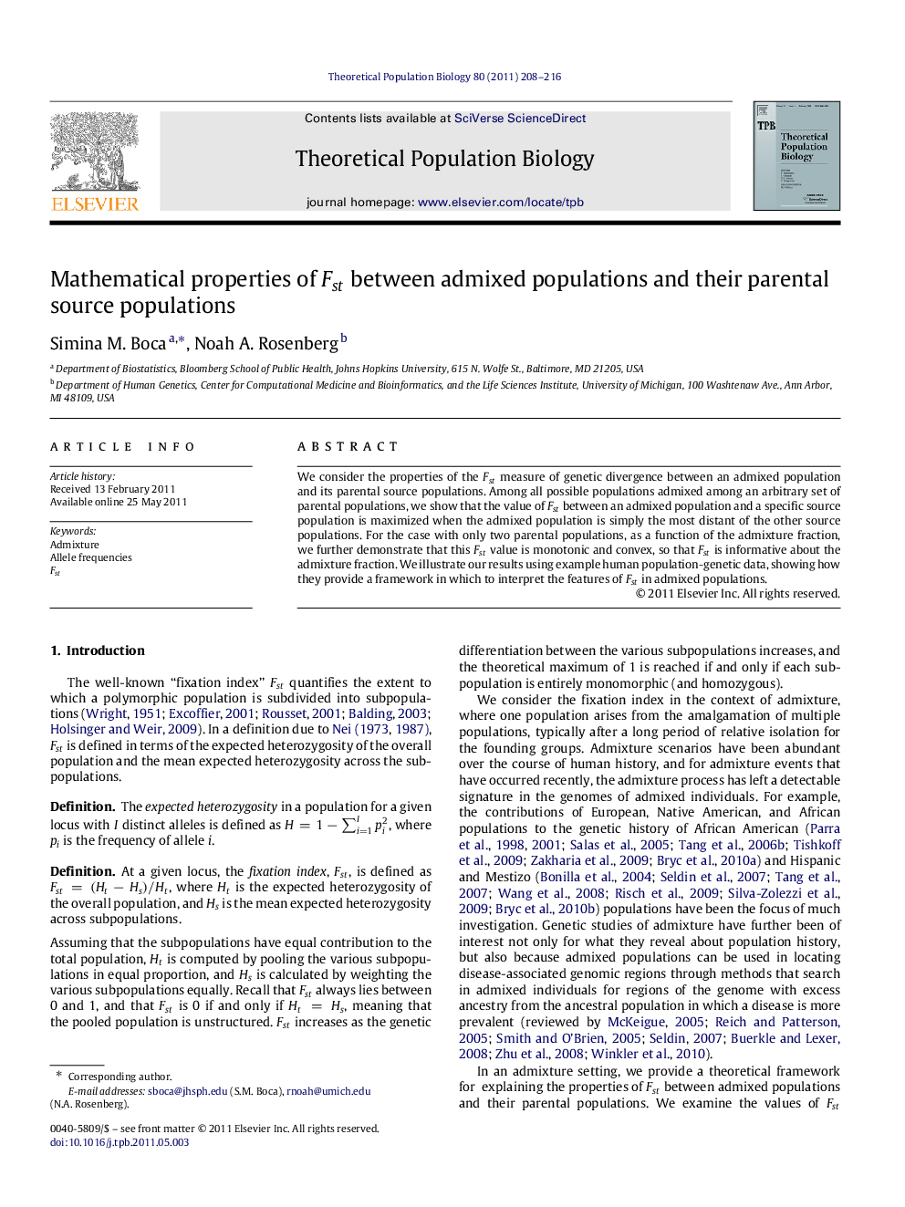 Mathematical properties of FstFst between admixed populations and their parental source populations