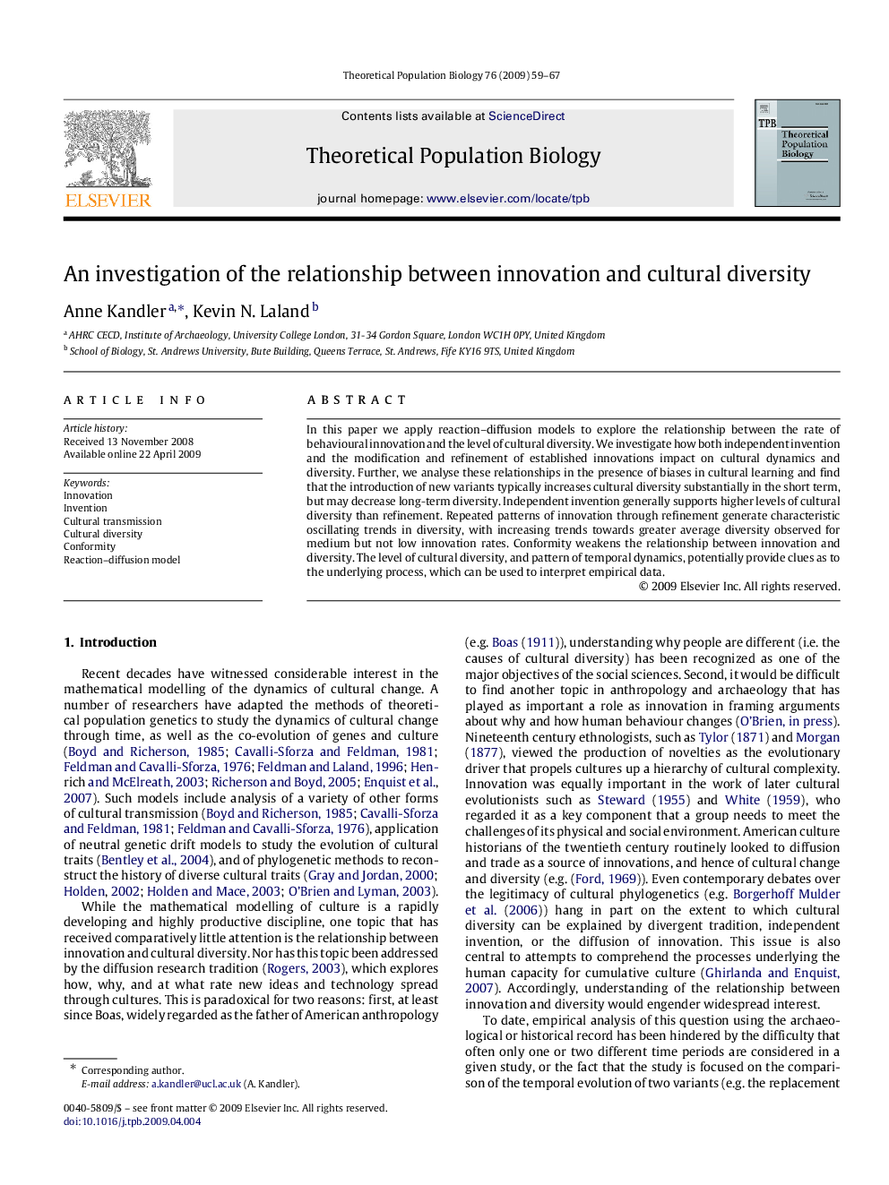 An investigation of the relationship between innovation and cultural diversity