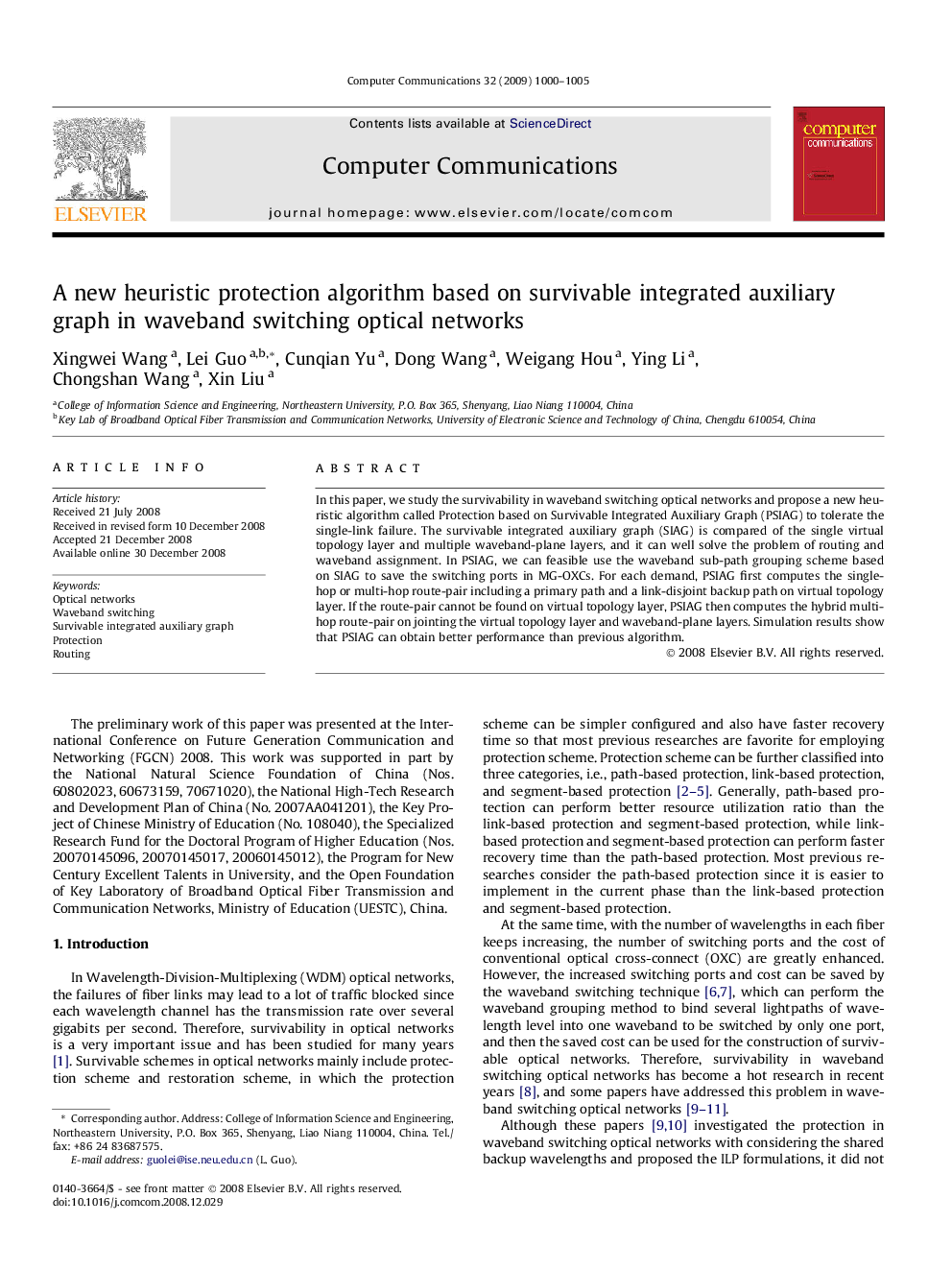 A new heuristic protection algorithm based on survivable integrated auxiliary graph in waveband switching optical networks