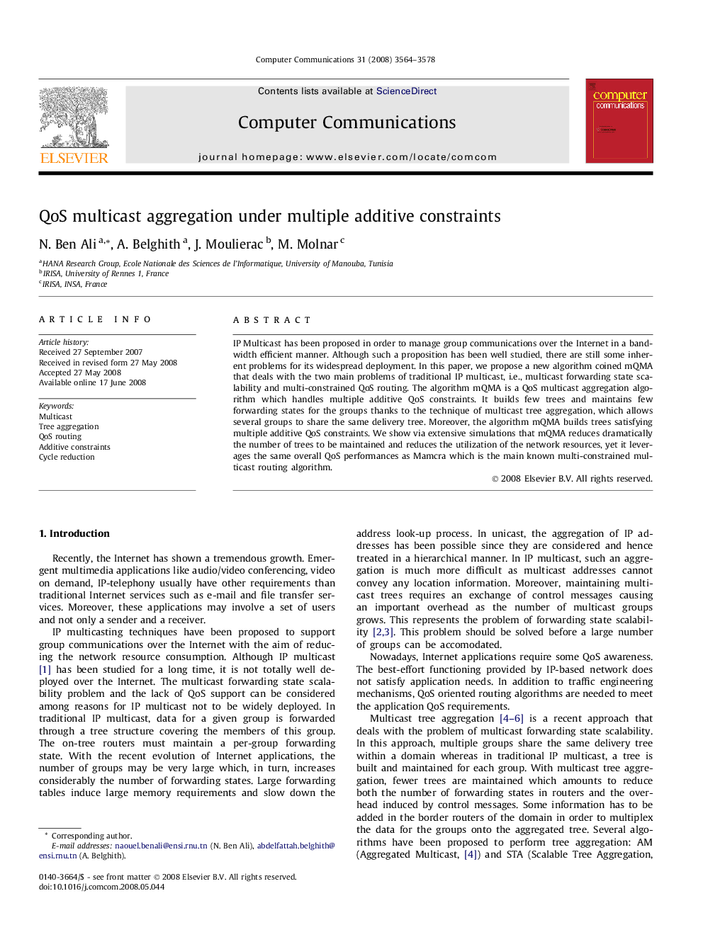 QoS multicast aggregation under multiple additive constraints