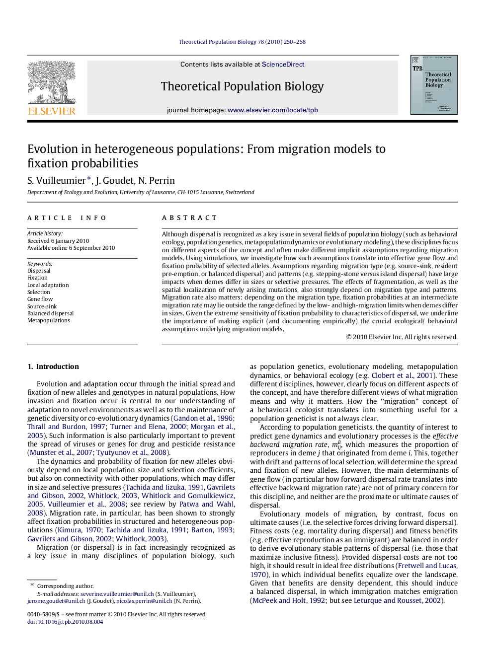 Evolution in heterogeneous populations: From migration models to fixation probabilities