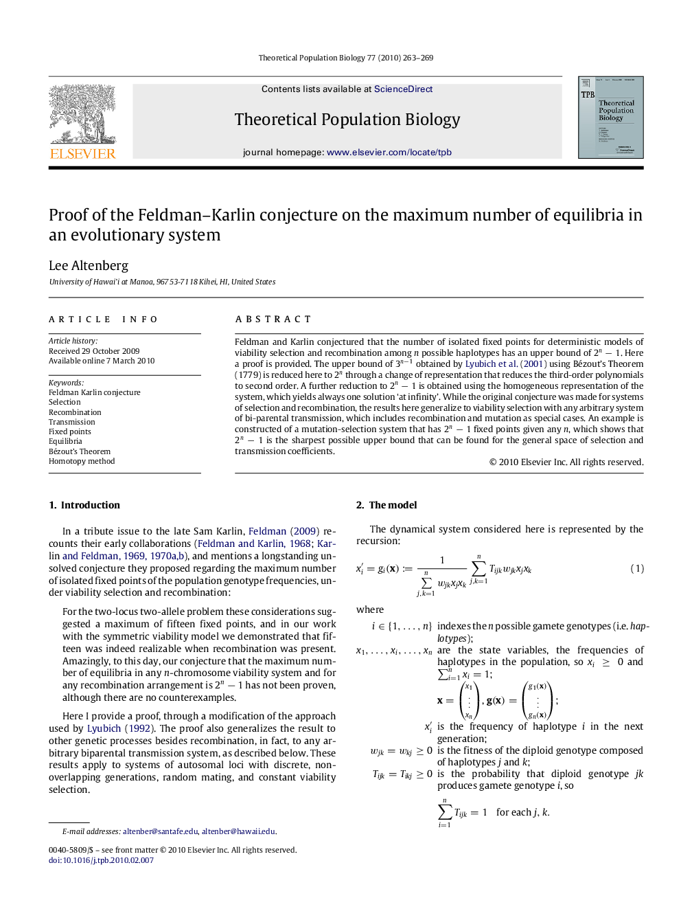 Proof of the Feldman-Karlin conjecture on the maximum number of equilibria in an evolutionary system