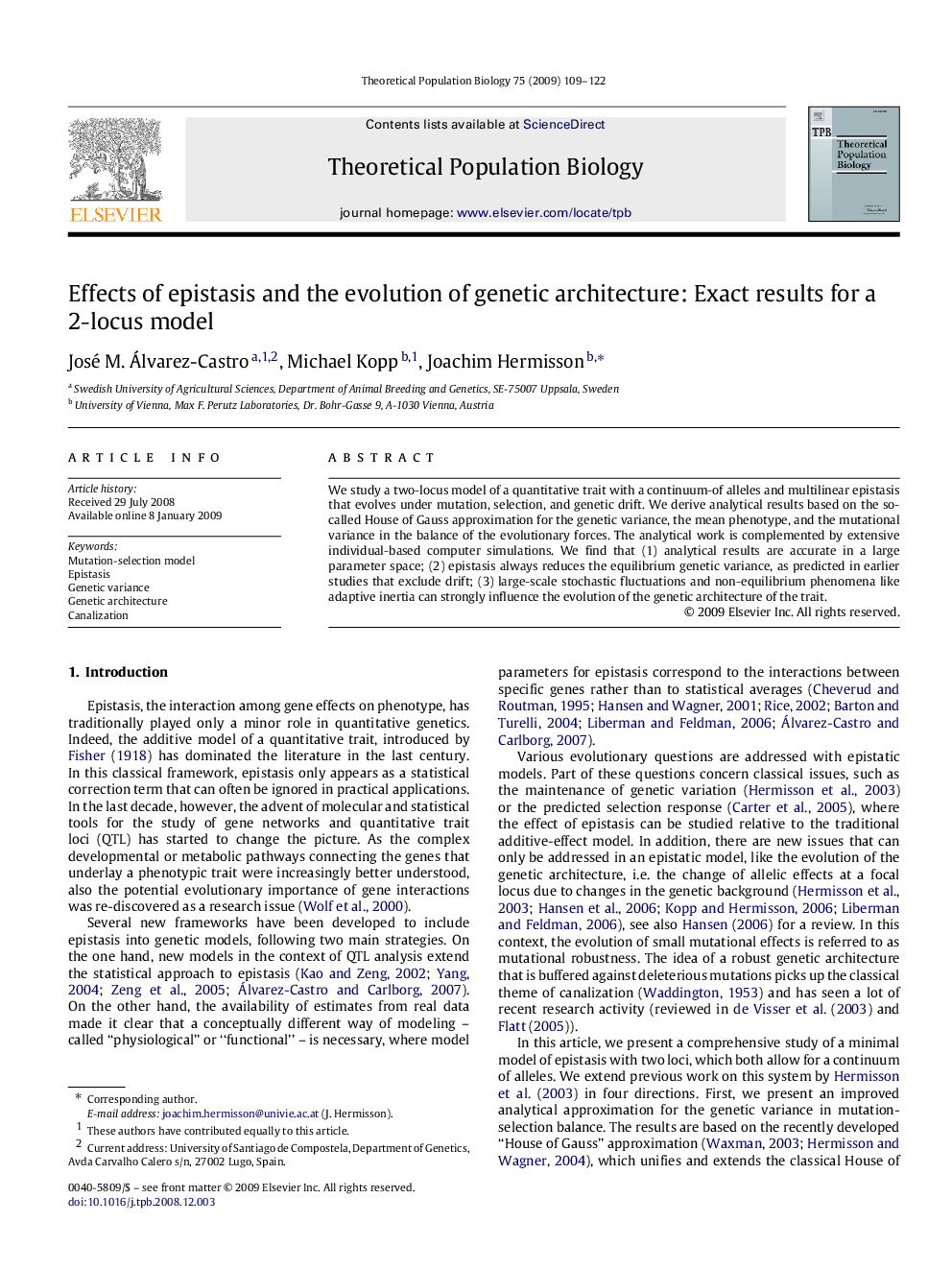 Effects of epistasis and the evolution of genetic architecture: Exact results for a 2-locus model