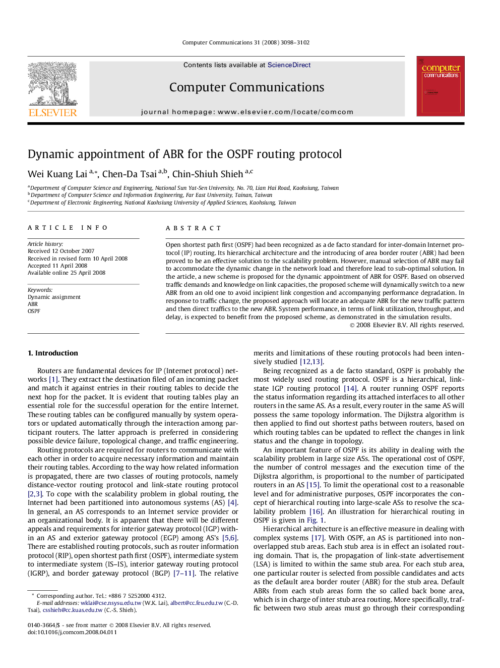 Dynamic appointment of ABR for the OSPF routing protocol