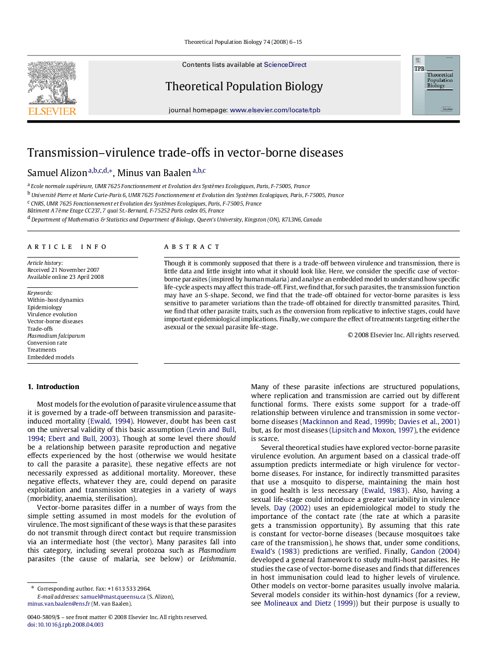 Transmission–virulence trade-offs in vector-borne diseases