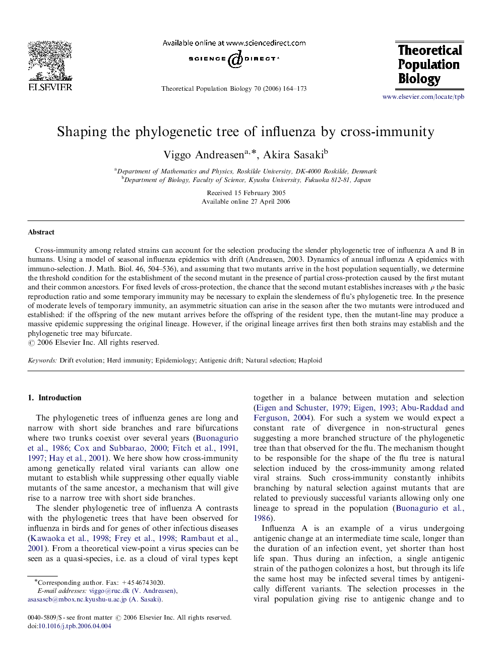 Shaping the phylogenetic tree of influenza by cross-immunity