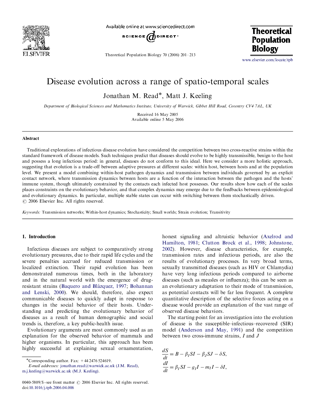 Disease evolution across a range of spatio-temporal scales