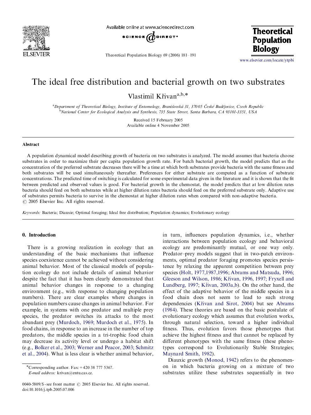 The ideal free distribution and bacterial growth on two substrates