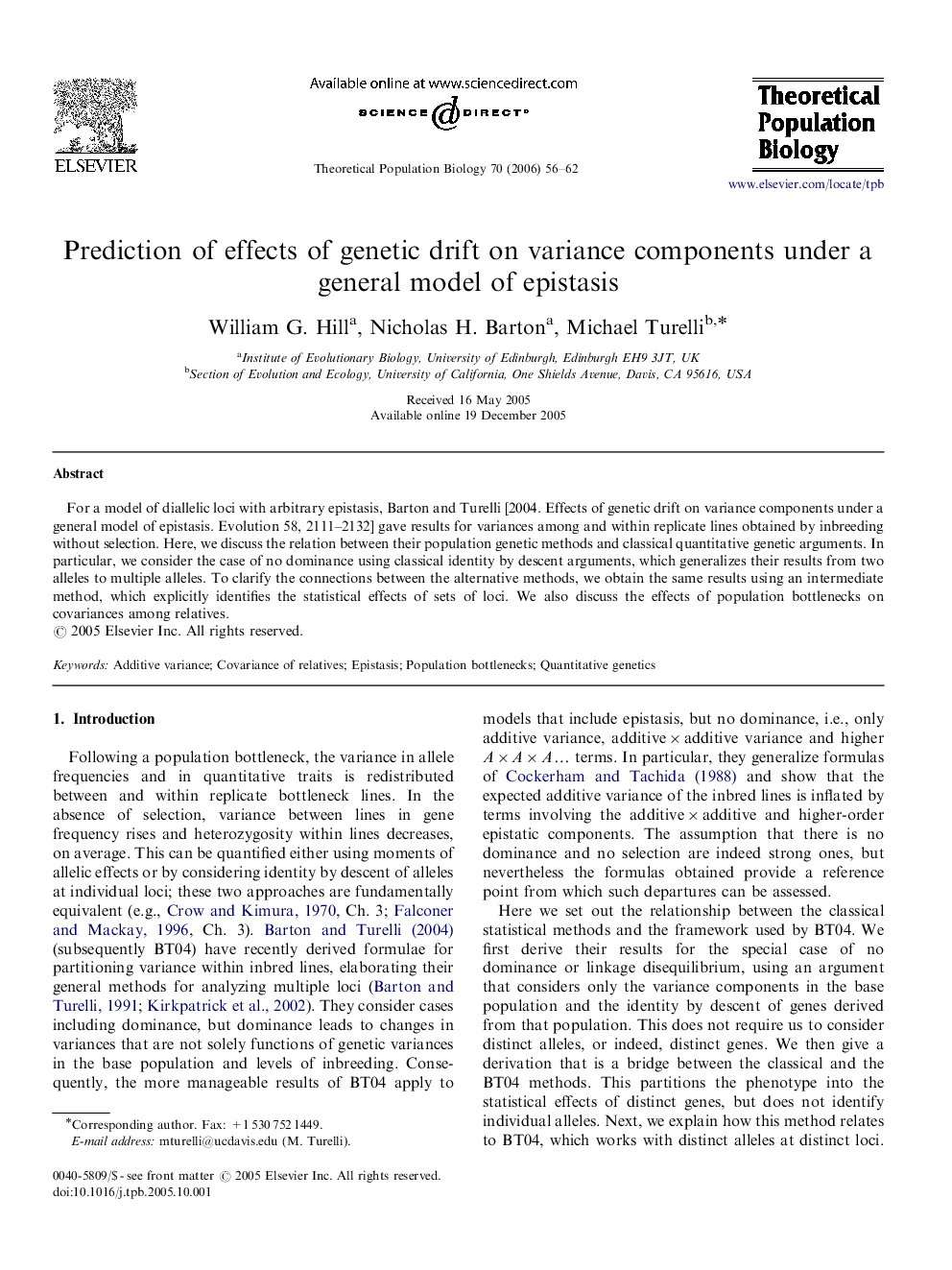 Prediction of effects of genetic drift on variance components under a general model of epistasis