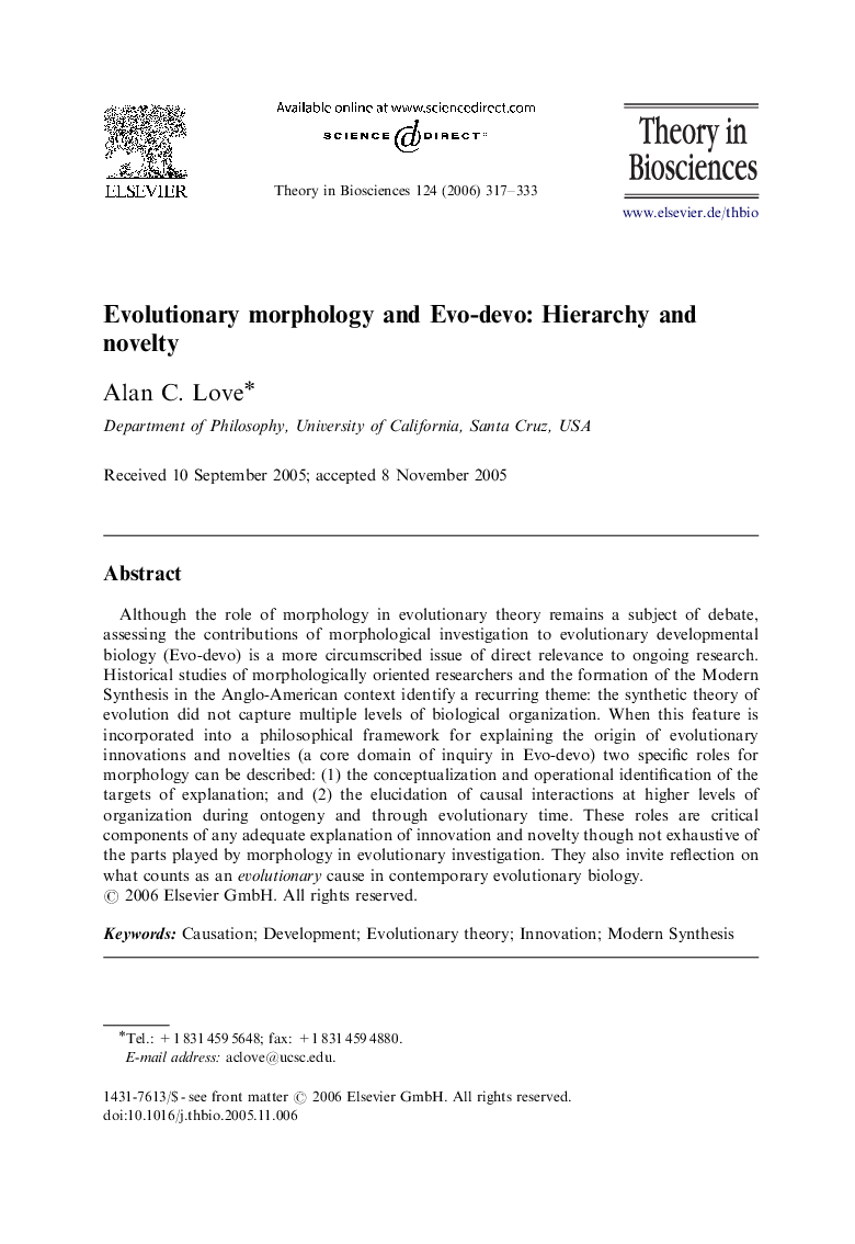 Evolutionary morphology and Evo-devo: Hierarchy and novelty