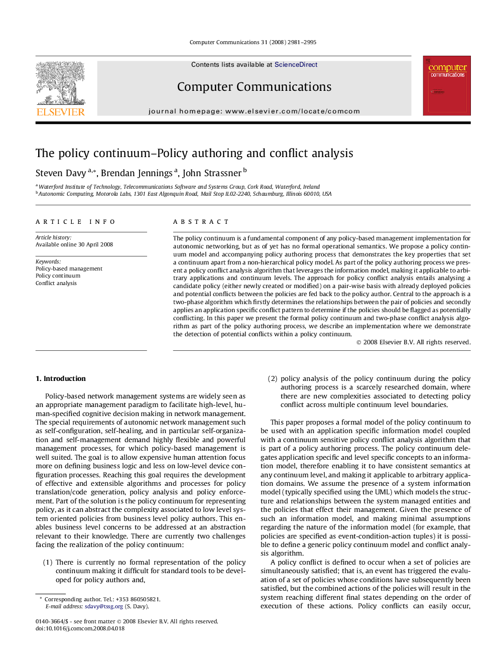 The policy continuum–Policy authoring and conflict analysis