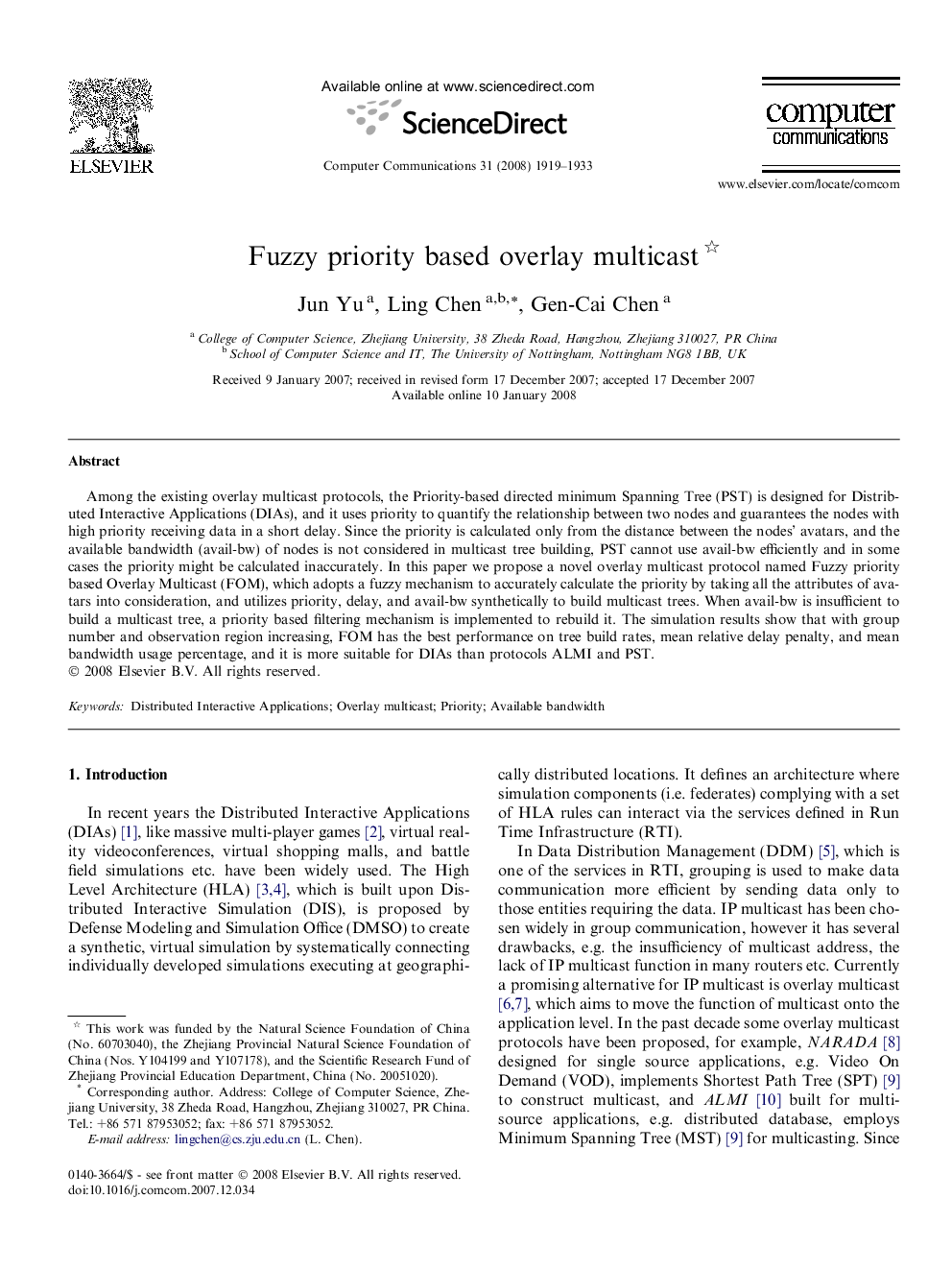 Fuzzy priority based overlay multicast 