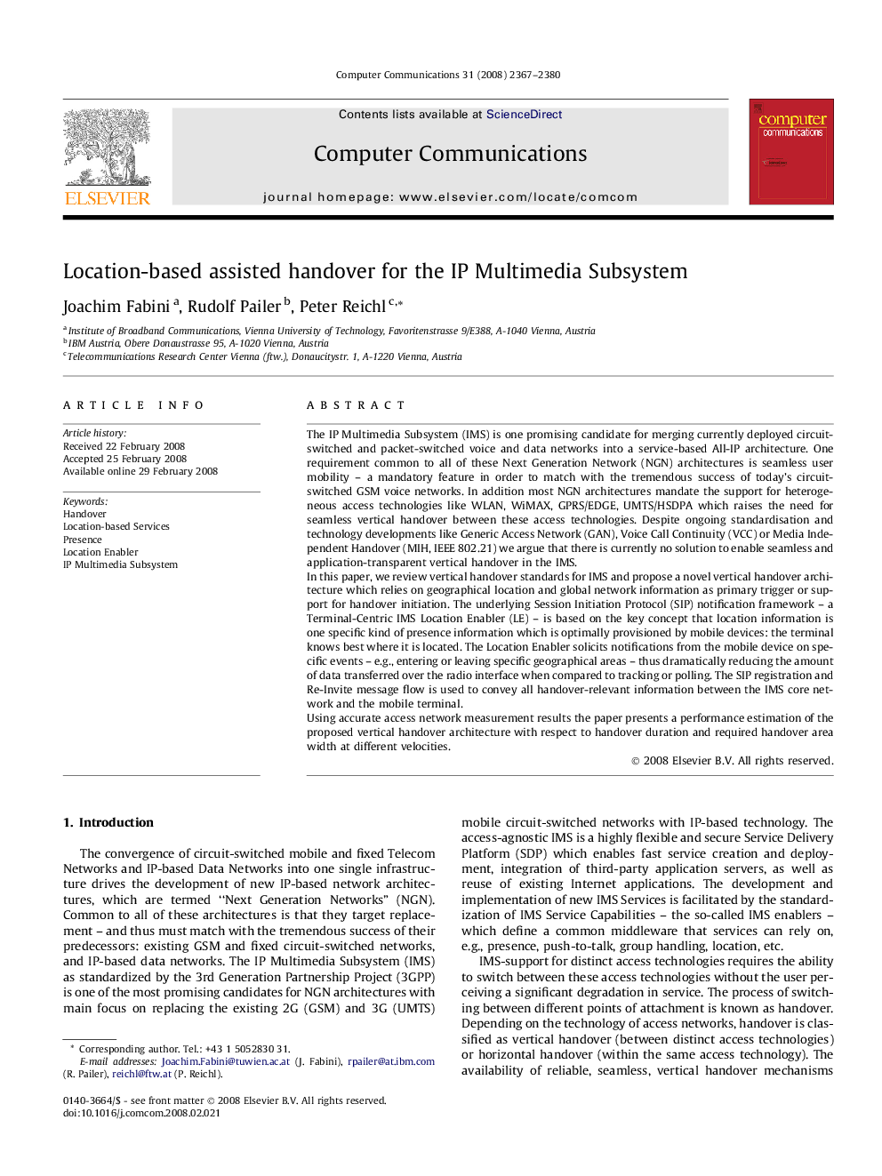 Location-based assisted handover for the IP Multimedia Subsystem