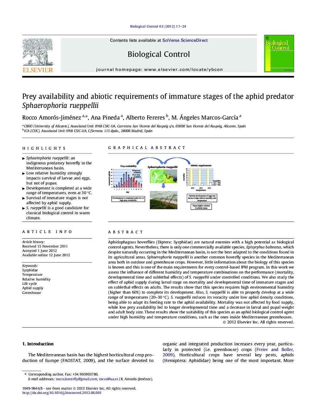 Prey availability and abiotic requirements of immature stages of the aphid predator Sphaerophoria rueppellii