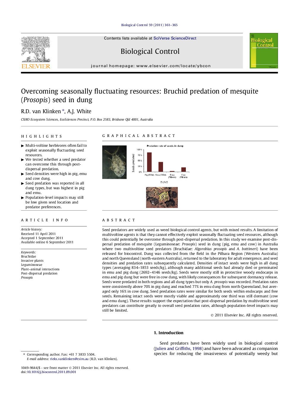 Overcoming seasonally fluctuating resources: Bruchid predation of mesquite (Prosopis) seed in dung