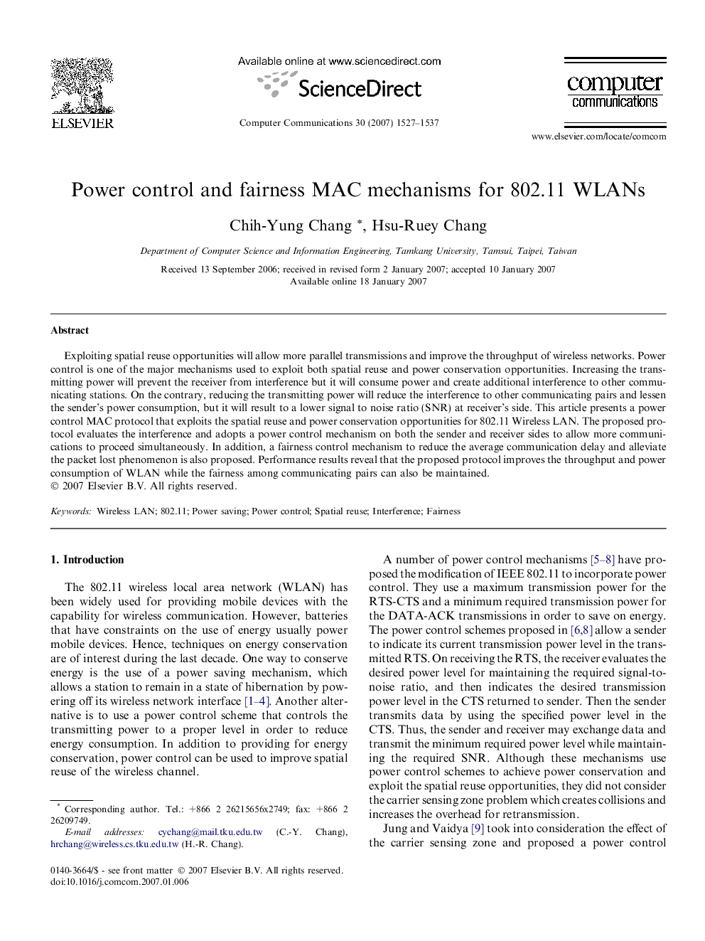 Power control and fairness MAC mechanisms for 802.11 WLANs