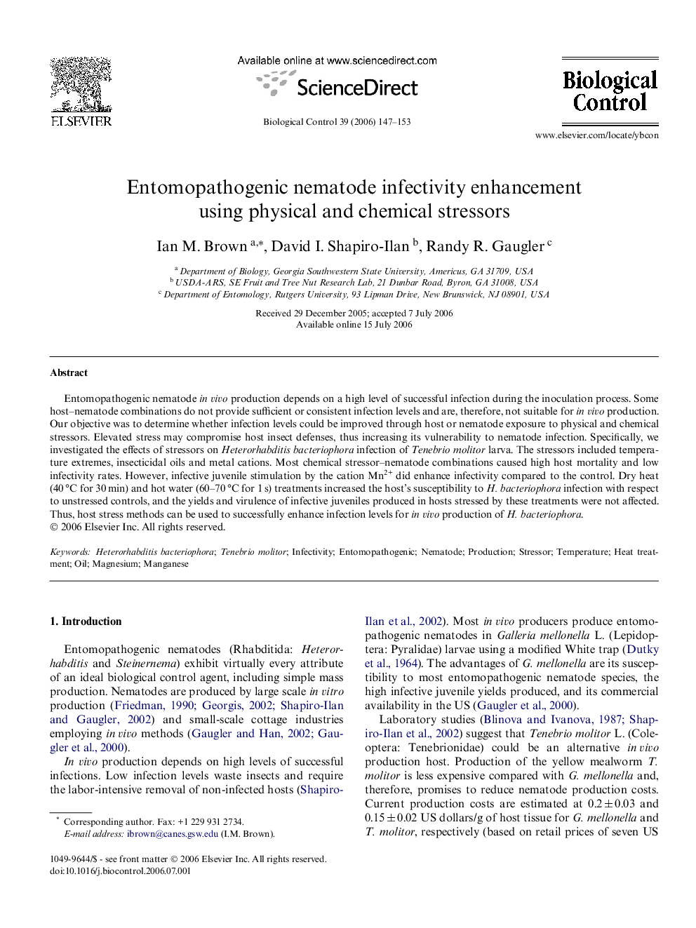 Entomopathogenic nematode infectivity enhancement using physical and chemical stressors