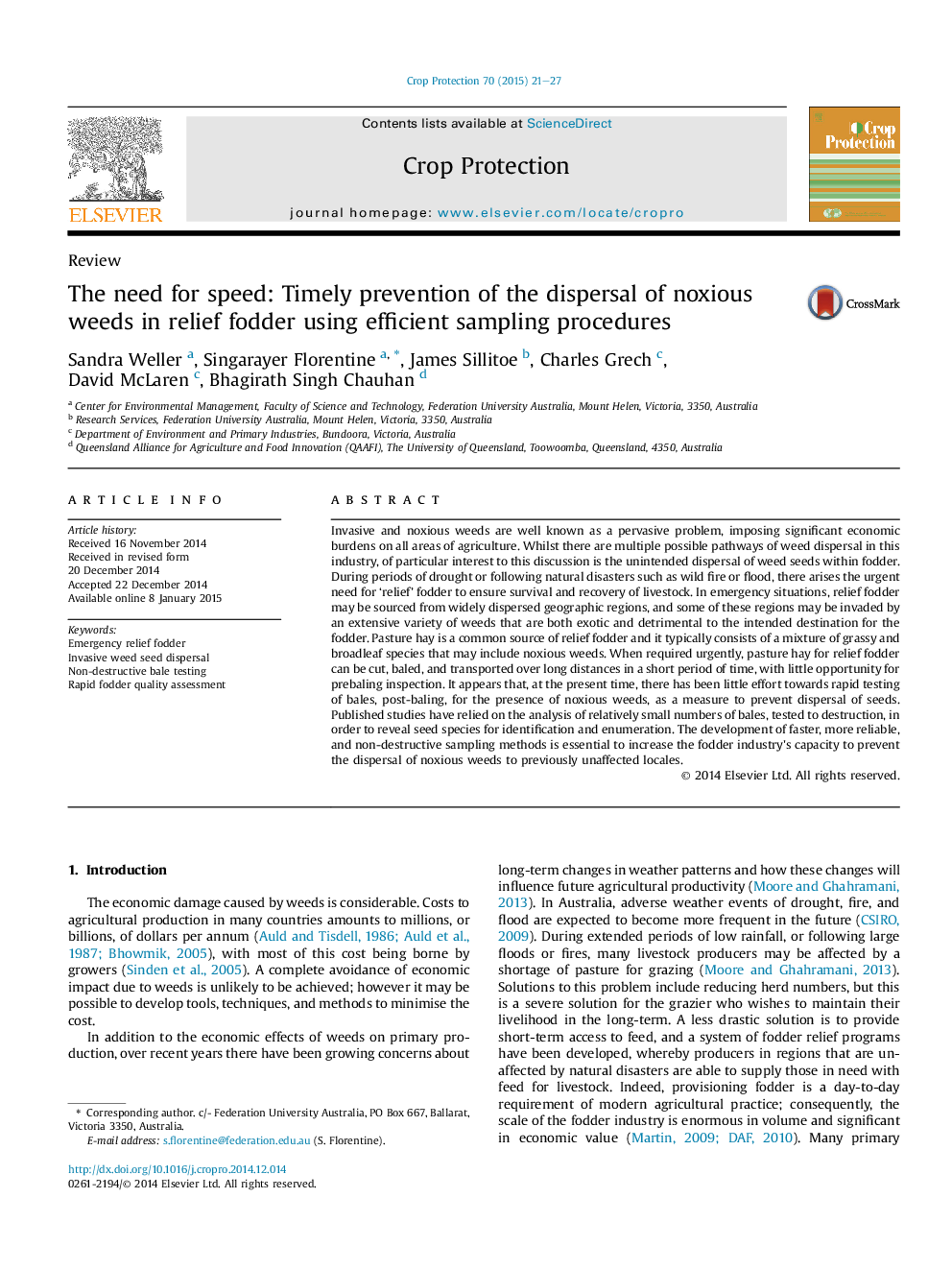 The need for speed: Timely prevention of the dispersal of noxious weeds in relief fodder using efficient sampling procedures