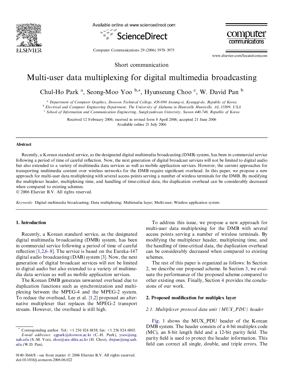 Multi-user data multiplexing for digital multimedia broadcasting