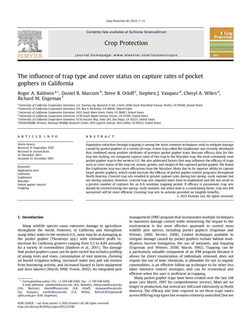 The influence of trap type and cover status on capture rates of pocket gophers in California