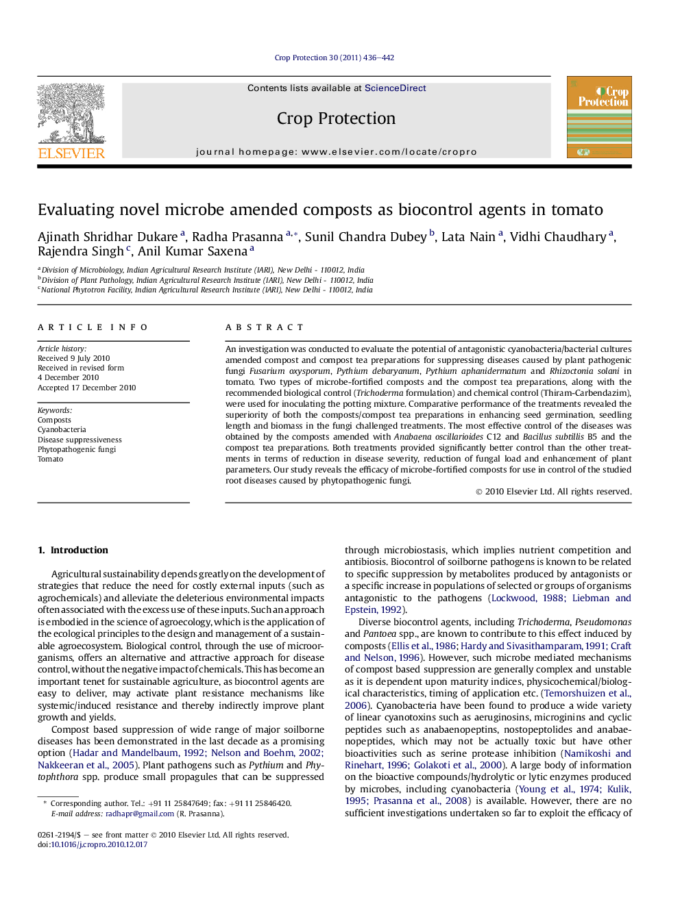 Evaluating novel microbe amended composts as biocontrol agents in tomato