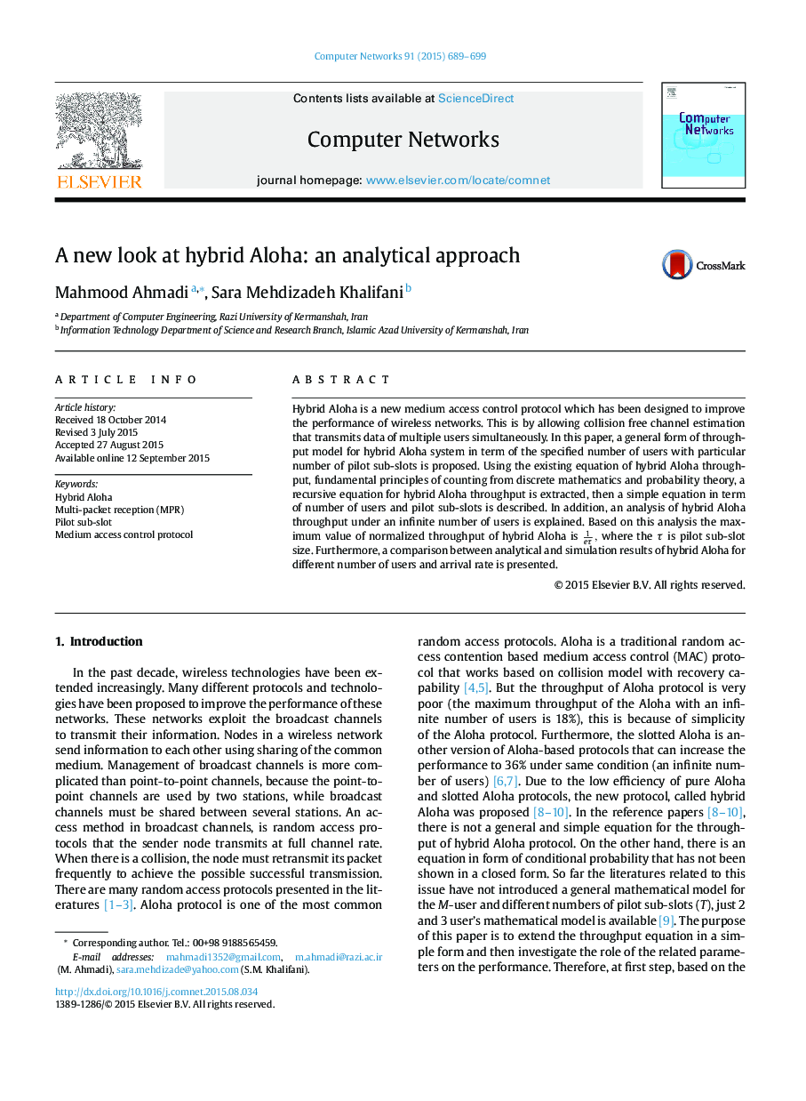 A new look at hybrid Aloha: an analytical approach