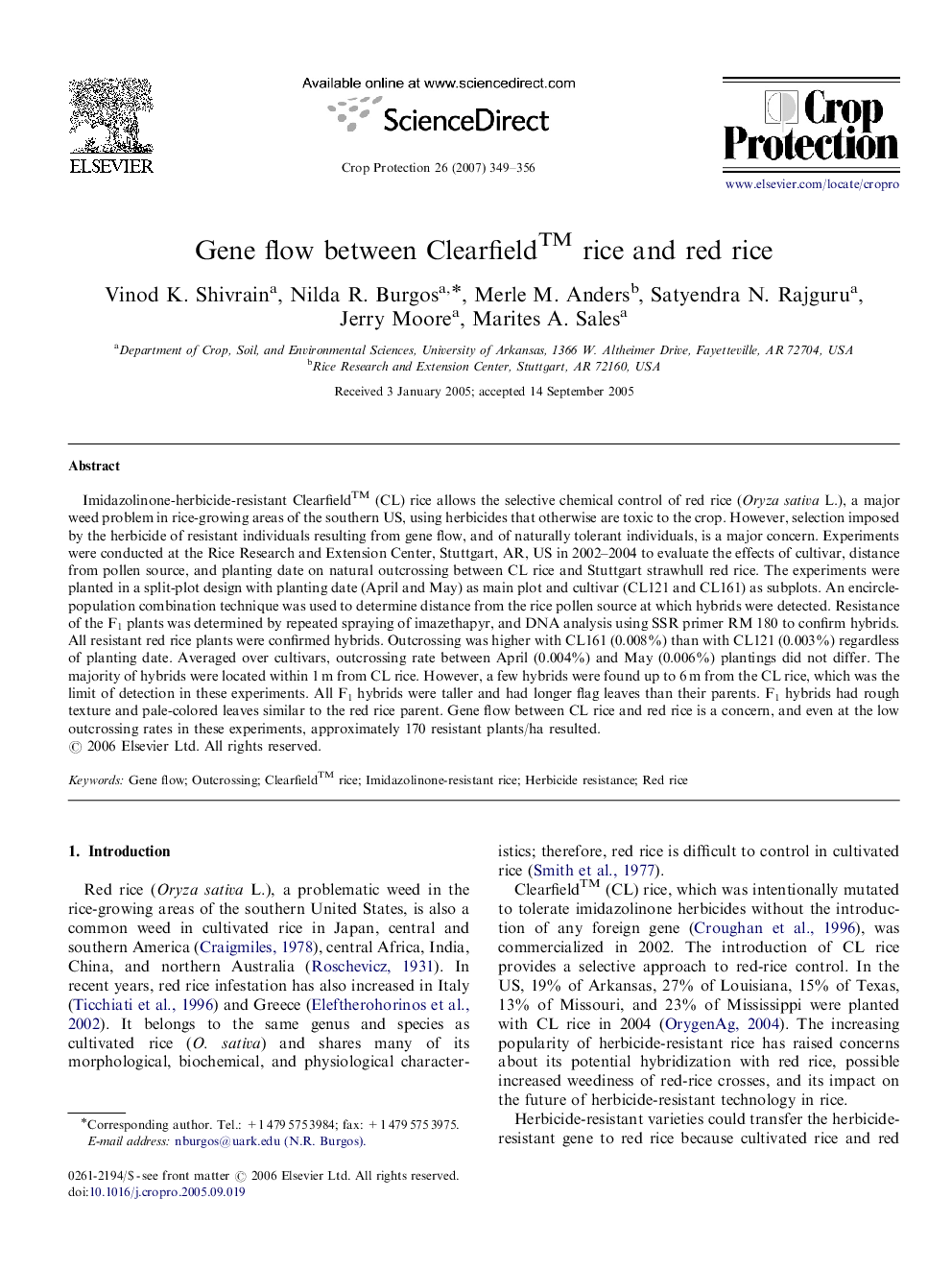 Gene flow between Clearfield™ rice and red rice