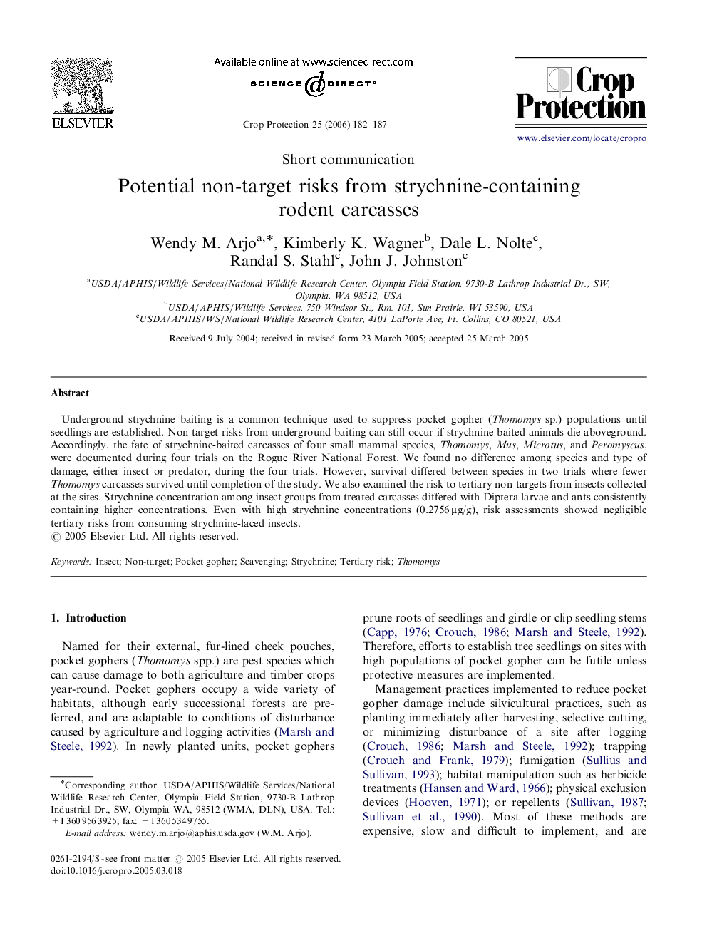 Potential non-target risks from strychnine-containing rodent carcasses